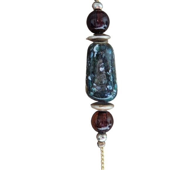 African Trade Bead Inspired Necklace Gold Tone Chain Fashion Jewelry Women - Picture 2 of 7